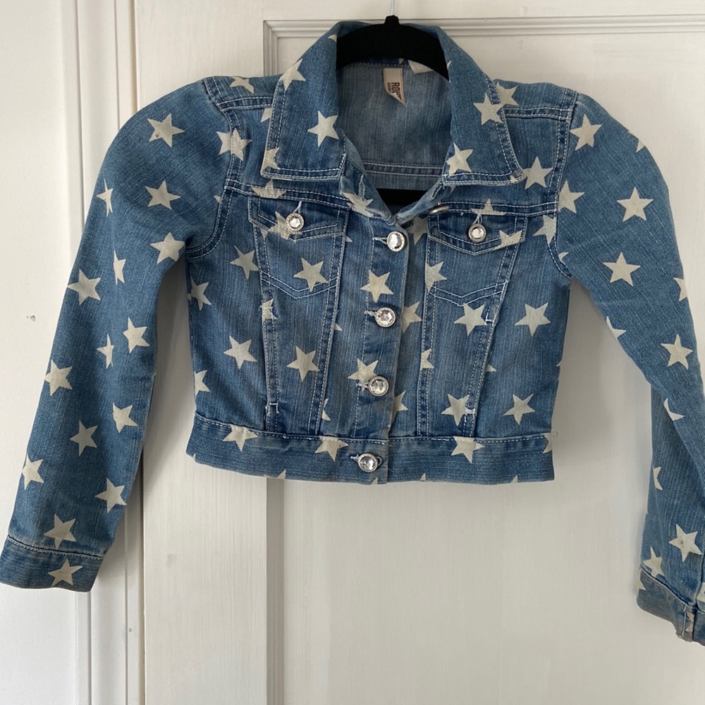Little girls denim jacket with stars